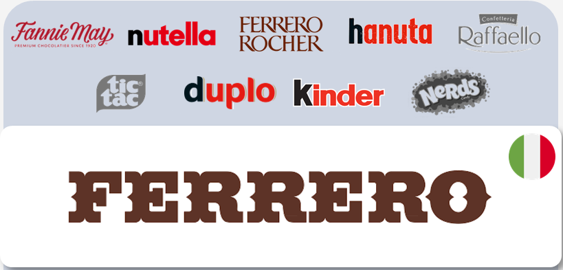 Ferrero e marcas: Nutella, Ferrero Rocher, Kinder, Tic Tac, Raffaello