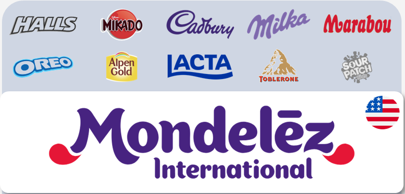 Mondelēz International e marcas: Oreo, Lacta, Milka, Cadbury, Toblerone
