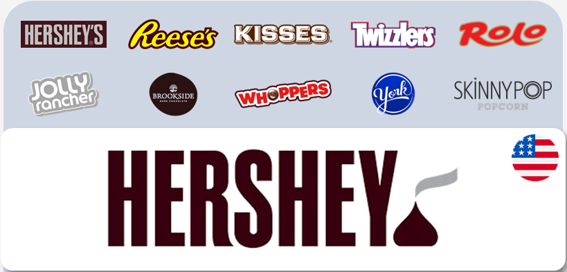 Hershey e marcas: Reese's, Kisses, Twizzlers, Rolo