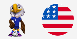 Mascote e bandeira dos Estados Unidos